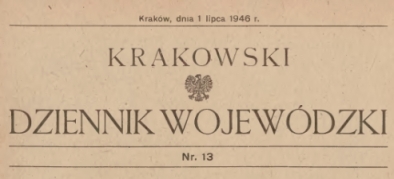 Krakowski Dziennik Wojewódzki 1946.13. Wyźrał